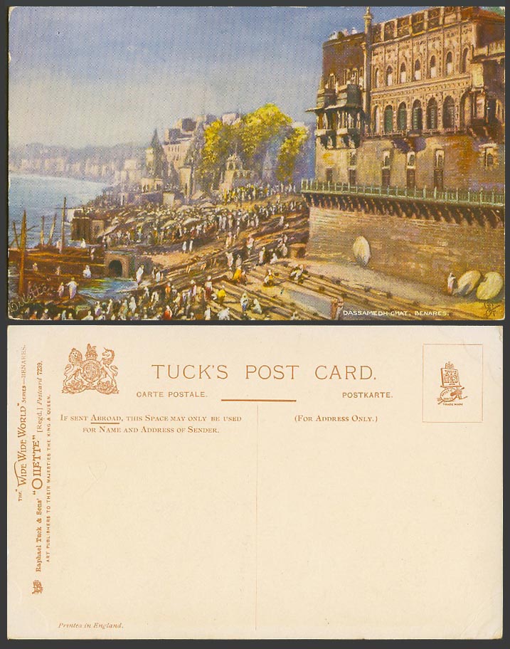 India Old Tuck's Postcard Dassamedh Ghat Benares Landing Place of 10 Sacrifices