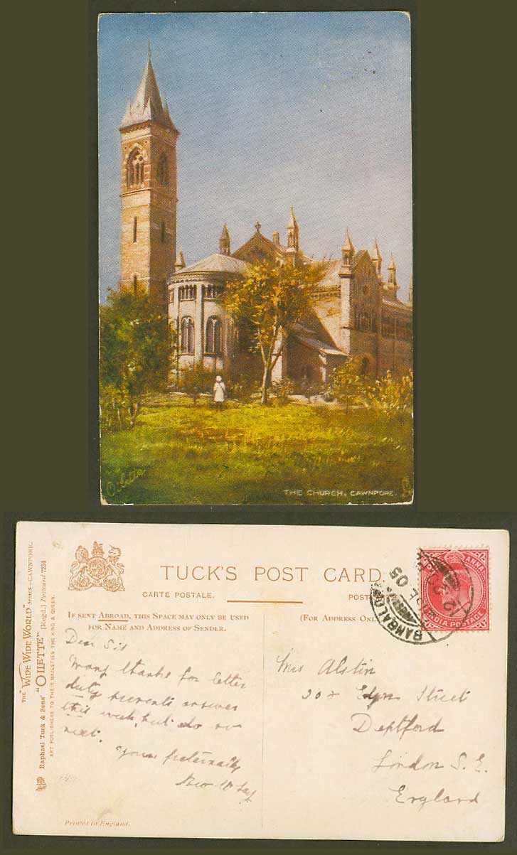 India 1a 1905 Old Tuck's Postcard The Church Cawnpore by General Wheeler, Mutiny
