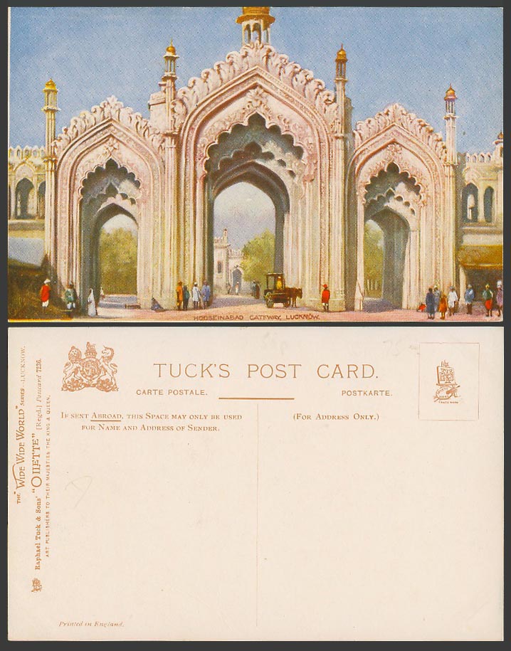 India Old Tuck's Oilette Postcard Hooseinabad Gateway Lucknow, Gate Gates Street