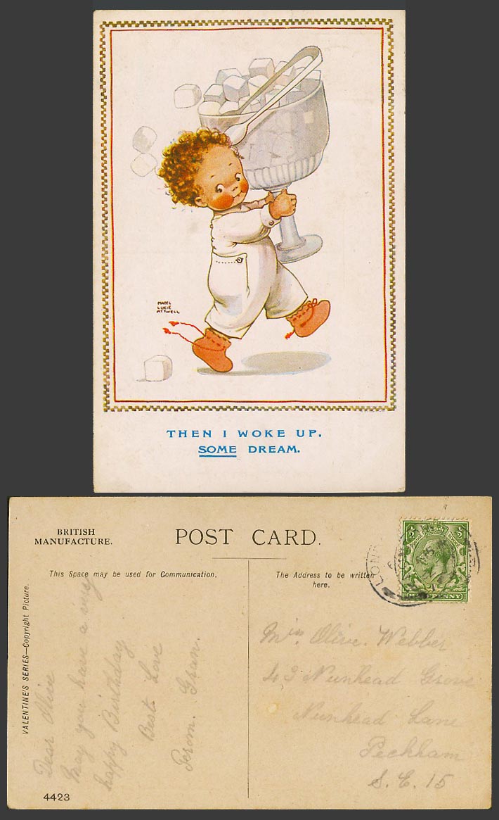 MABEL LUCIE ATTWELL 1922 Old Postcard Then I Work Up Some Dream Sugar Cubes 4423