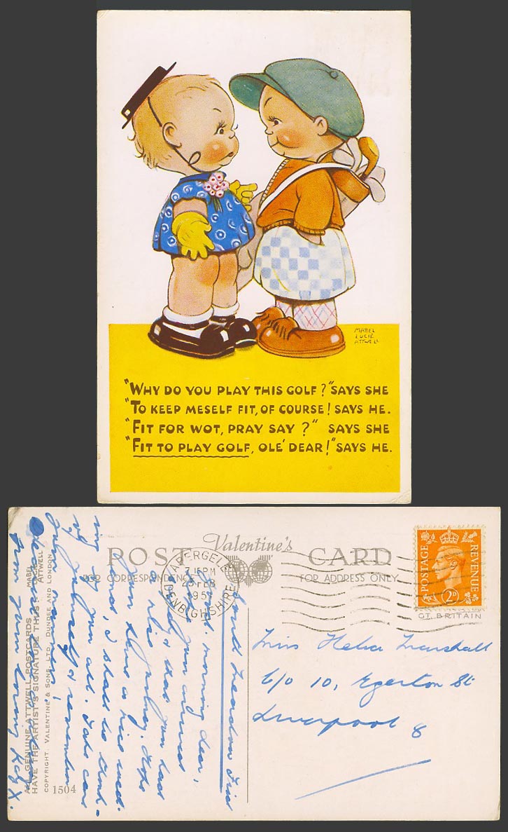 MABEL LUCIE ATTWELL 1951 Old Postcard Why Play Golf? Fit For Golfing Golfer 1504
