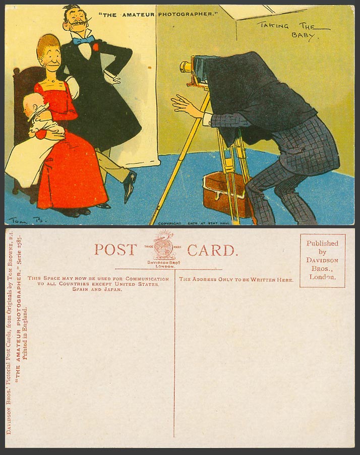 Tom B. Browne Old Postcard Taking The Baby, The Amateur Photographer Camera 2585