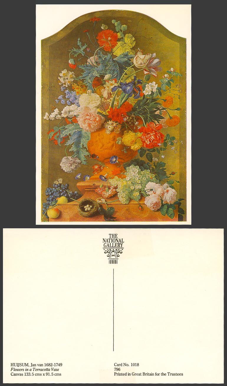 Huijsum Jan van 1682-1749 Flowers in a Terracotta Vase Art Artist Drawn Postcard