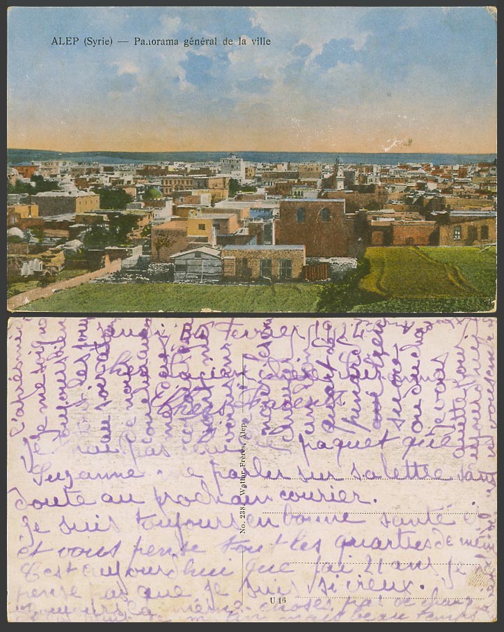 Syria Syrie Old Colour Postcard Alep Aleppo, Panorama View, General de la Ville