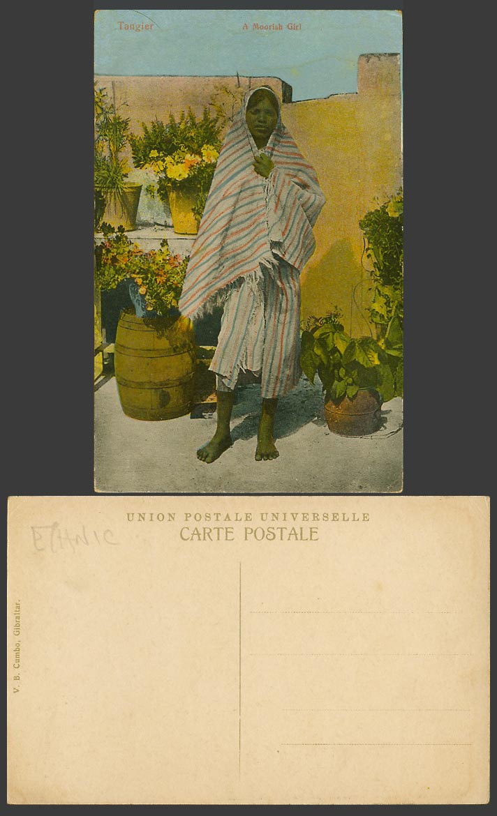Morocco Old Colour Postcard Tanger Tangier A Native Moorish Girl Young Woman Pot