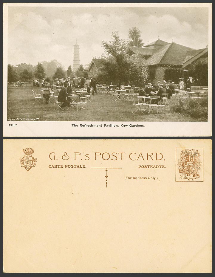 Kew Gardens Old Real Photo Postcard Refreshment Pavilion, Great Pagoda, London