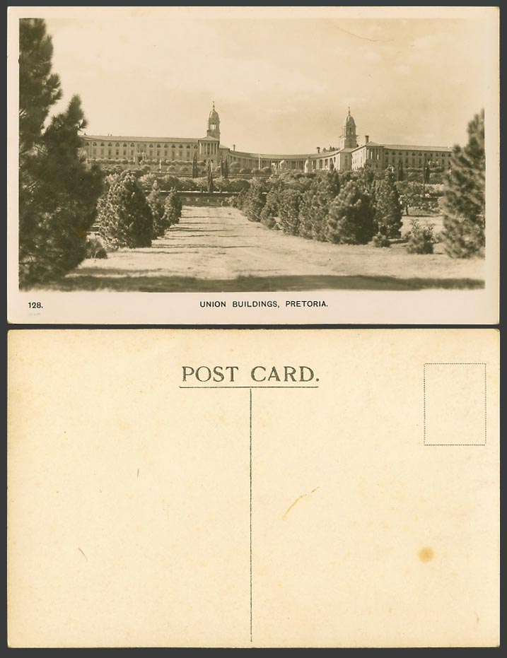 South Africa, Pretoria, Union Buildings, Towers Old Real Photo Postcard No. 128