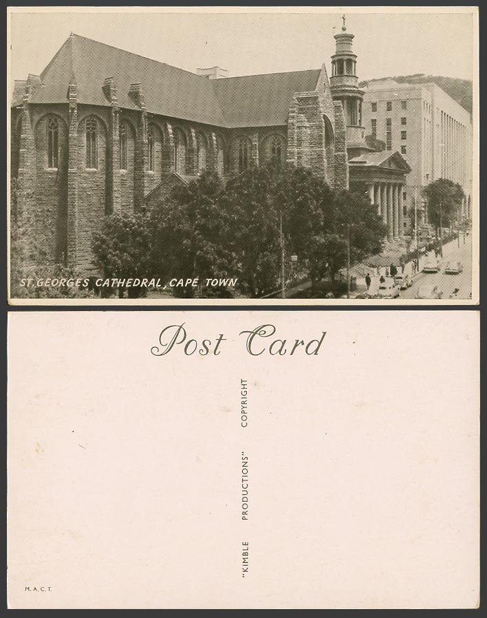 South Africa Old Postcard St. George's Cathedral Church Cape Town, Street Scene