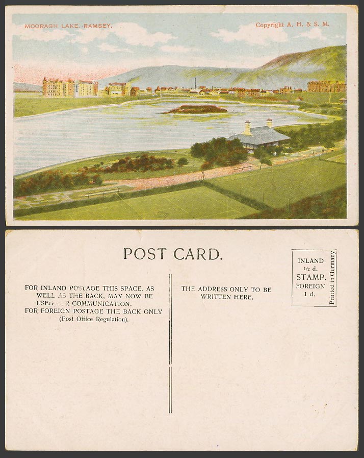 Isle of Man Old Colour Postcard Mooragh Lake Ramsey Hills, Panorama General View