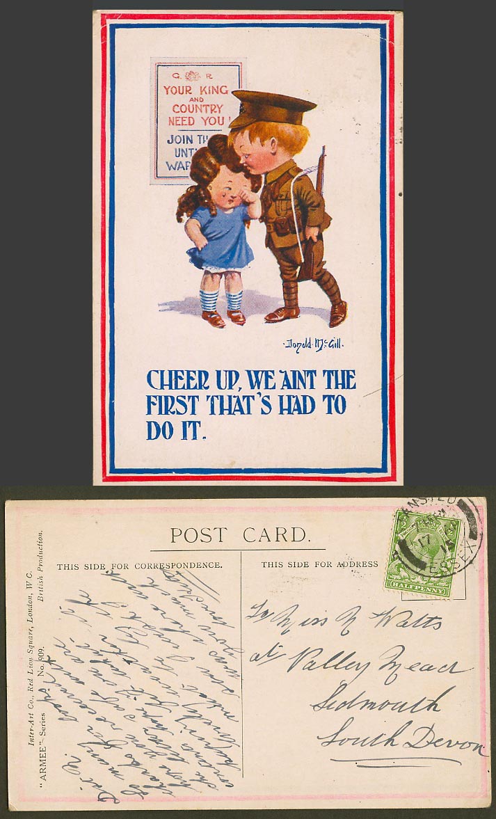 Donald McGill 1915 Old Postcard Soldier, We ain't first had to do it, Armee 909