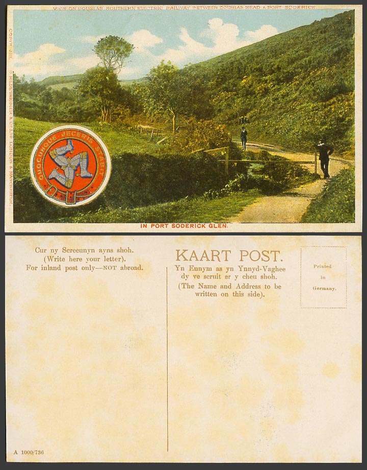 Isle of Man Old Postcard In Port Soderick Glen Douglas Southern Electric Railway