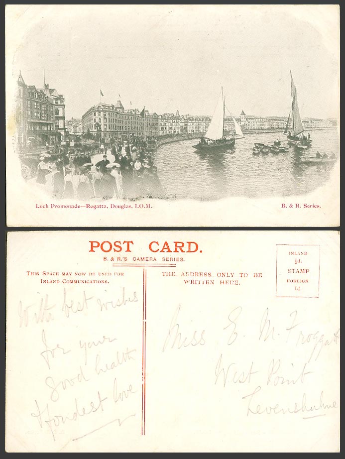 Isle of Man Old Postcard Loch Promenade Regatta Douglas, Sailing Boat Race Boats