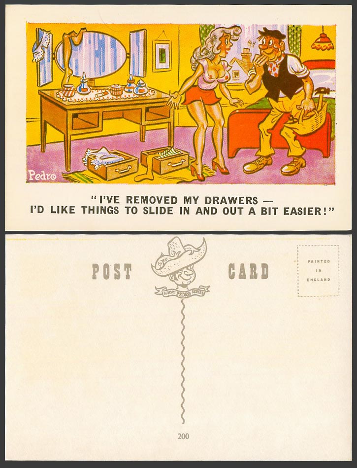Pedro Saucy Old Postcard Removed Drawers I Like Things to Slide In & Out easier!