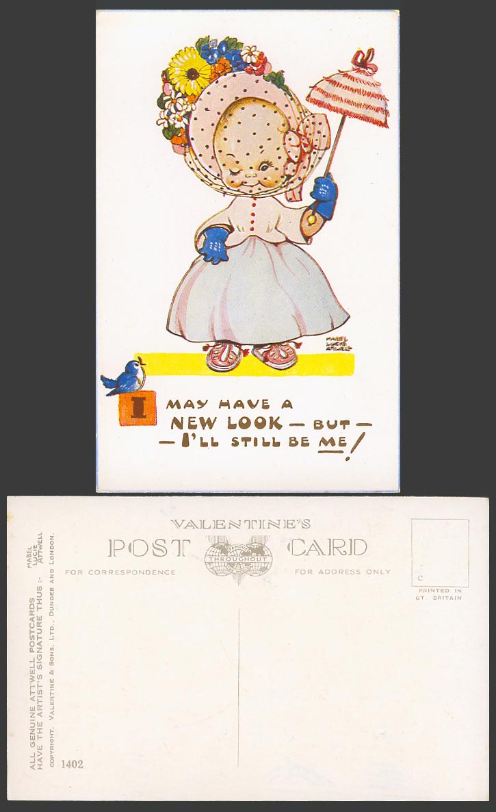 MABEL LUCIE ATTWELL Old Postcard I May have a new look but Still be Me Bird 1402