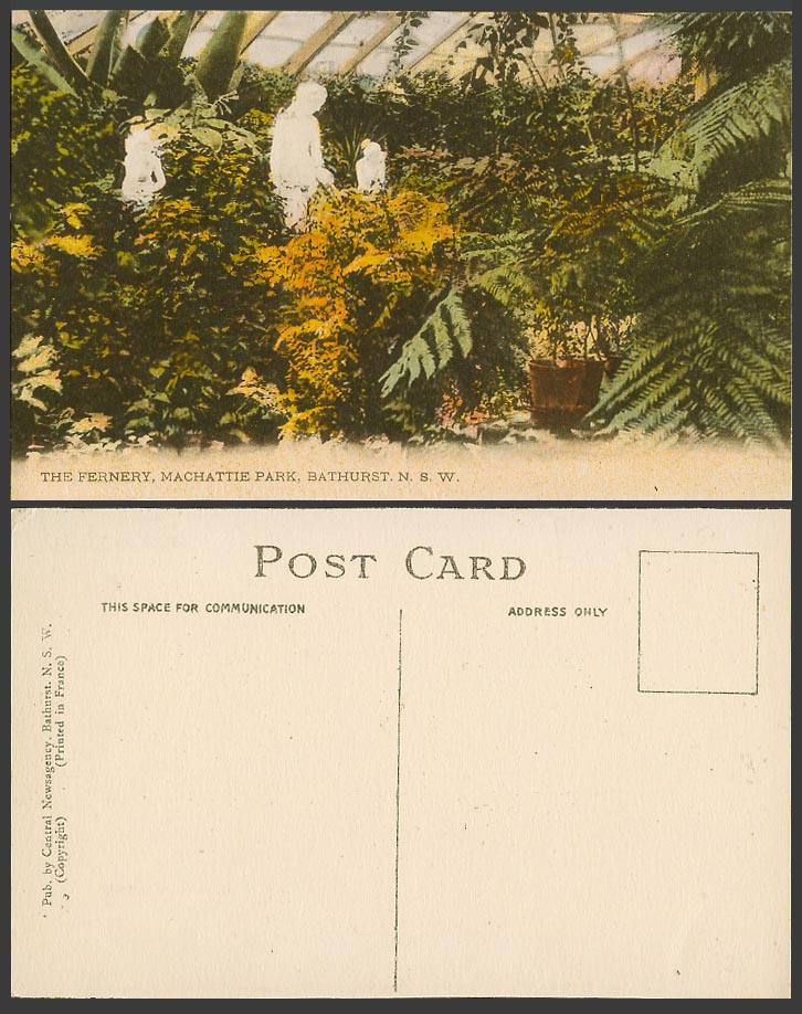 Australia Old Colour Postcard The Fernery Machattie Park Bathurst N.S.W. Statues