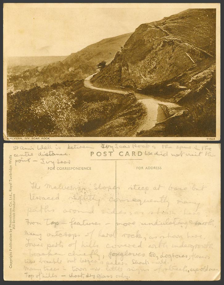 Malvern Old Postcard Ivy Scar Rock Hills Road Worcestershire Photochrom No.11048
