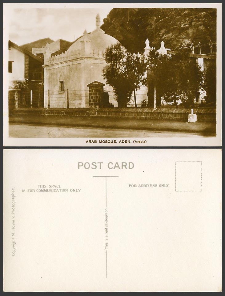 Aden Old Real Photo Postcard Arab Mosque Arabia Middle East Arabe Arabic Mosquee