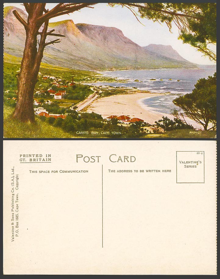 South Africa Cape Town Old Colour Postcard CAMPS BAY Camp's Bay, Beach, Panorama