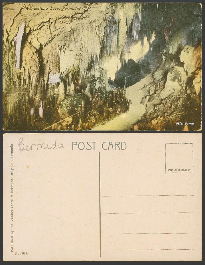Bermuda Old Colour Postcard Wonderland Cave, Caves Interior, Peter Dowle No. 64A