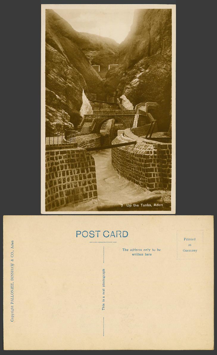 ADEN Yemen Up the Tanks Old Real Photo Postcard Bridges Mountains Middle East 7.