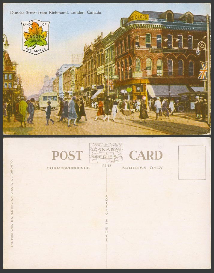 Canada Old Colour Postcard Dundas Street Scene from Richmond London Ontario TRAM