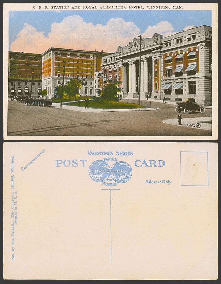Canada Old Postcard C.P.R. Station, Royal Alexandra Hotel Winnipeg Man. Manitoba