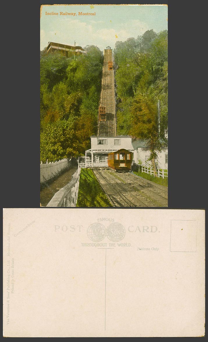 Canada Old Color Postcard Steep Incline Railway Montreal Trains Station Railroad