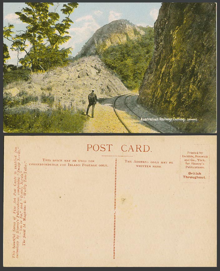 Australia Old Colour Postcard Australian Railway Cutting Rail Railroad Mountains