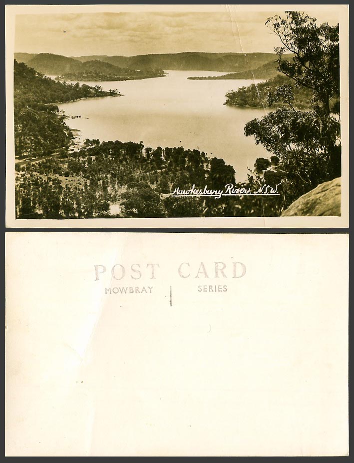 Australia Old Real Photo Postcard Hawkesbury River Scene Panorama New South Wale