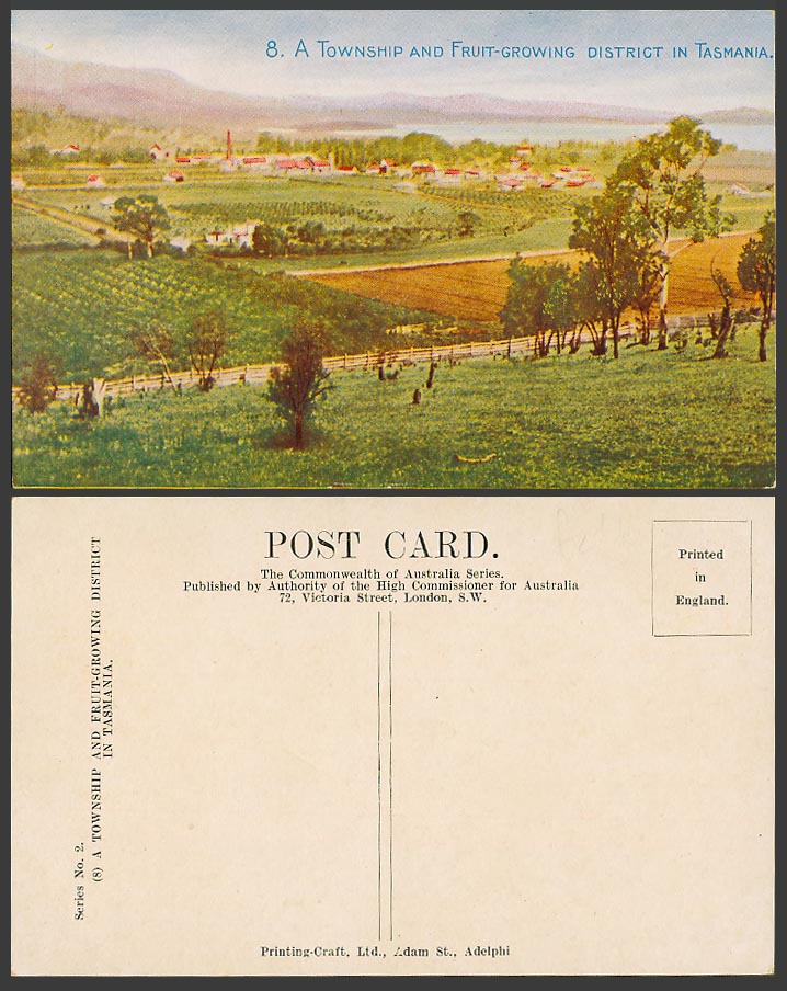 Australia Old Colour Postcard A Township and Fruit-Growing District in Tasmania
