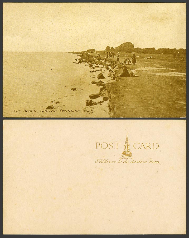 Scotland, Gretna Township, The Beach, Dumfries, Seaside Panorama Old Postcard