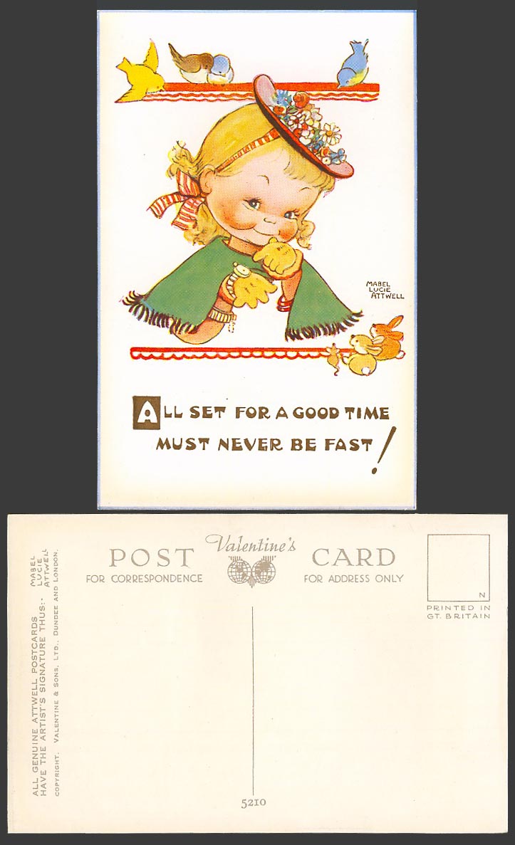 MABEL LUCIE ATTWELL Old Postcard All Set For Good Time - Must Never be Fast 5210