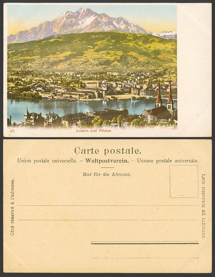 Switzerland Swiss Old Colour UB Postcard Luzern und Pilatus Mountains & Panorama