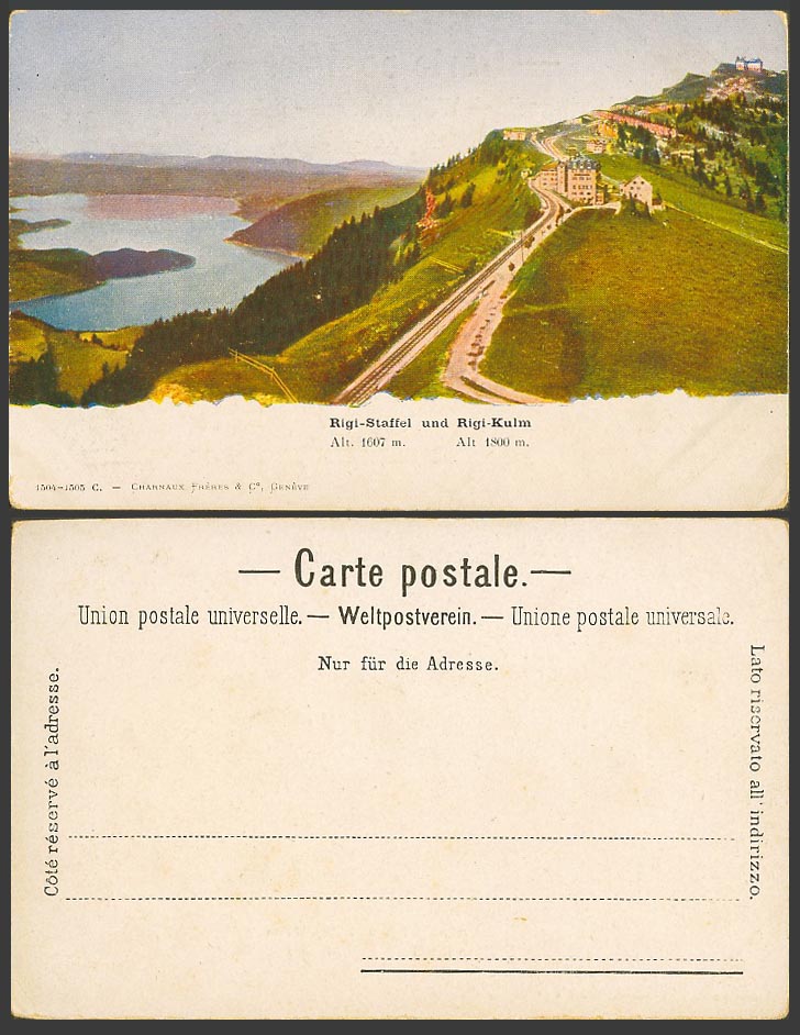 Switzerland Swiss Old UB Postcard Rigi-Staffel und Rigi-Kulm, Railroad, Panorama