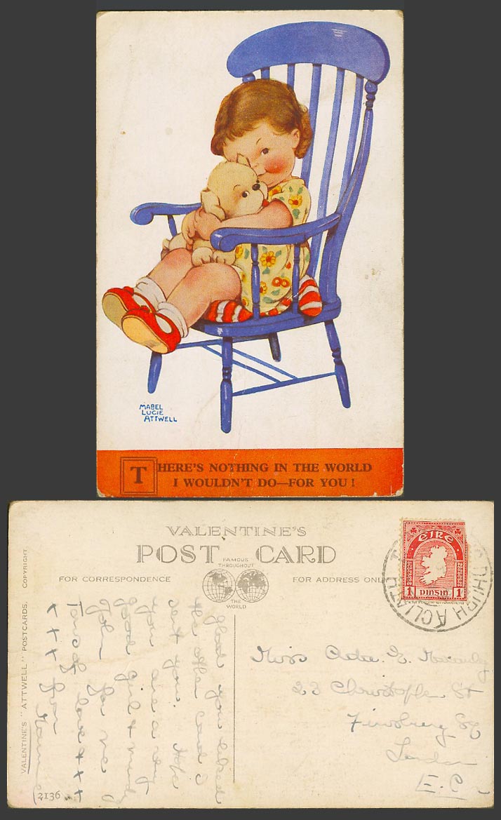 MABEL LUCIE ATTWELL Old Postcard Dog Nothing in World I Wouldn't Do For You 2136