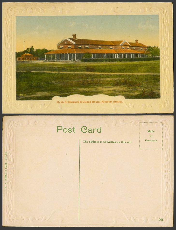 India Old Postcard R.H.A. Barrack & Guard Room, Meerut Meerutt Military Barracks