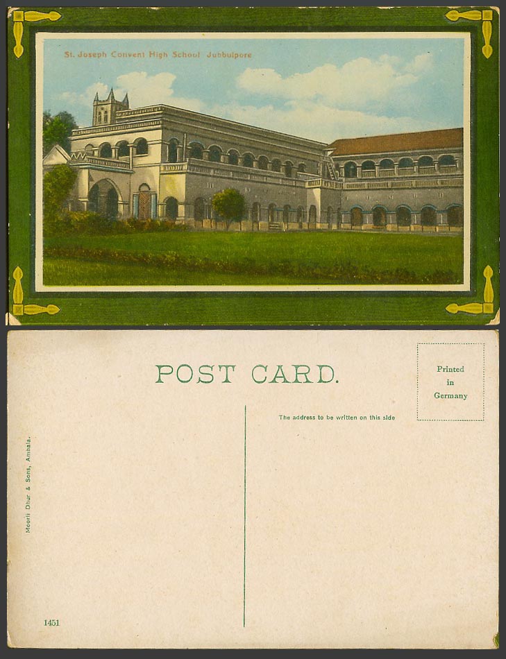 India Old Colour Postcard St. Joseph Convent High School Jubbulpore, Moorli 1451