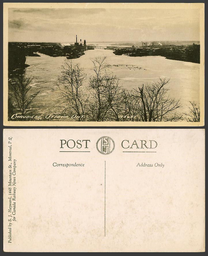 Canada Old Postcard Chaudiere, Ottawa Ont. Ontario, Bridge, River Scene panorama