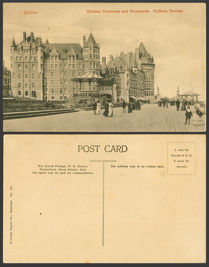 Canada Old Postcard Quebec Chateau Frontenac Promenade Dufferin Terrace Bandstad