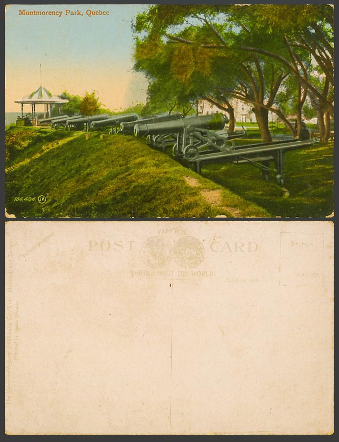 Canada Old Colour Postcard Montmorency Park, Quebec, Bandstand, Cannons Big Guns
