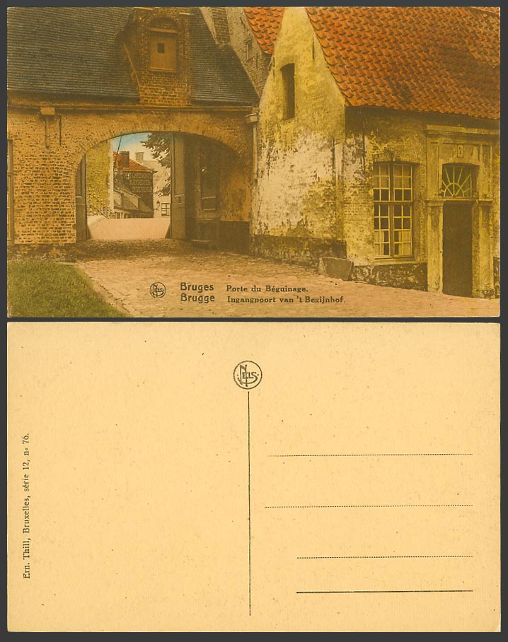 Belgium Bruges Old Colour Postcard Porte du Beguinage, Entrance Gate, Brugge