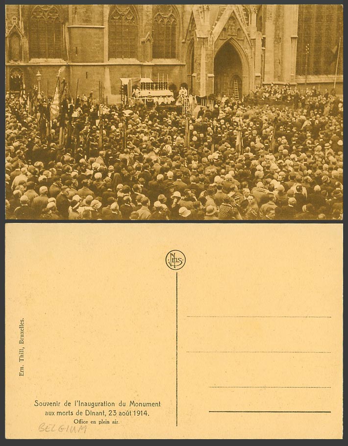 Belgium Belgian Old Postcard Dinant INAUGURATION of Monument aux morts Aug. 1914