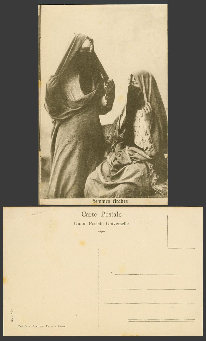 Egypt Old Postcard Femmes Arabes 2 Veiled Arab Arabe Women, Traditional Costumes