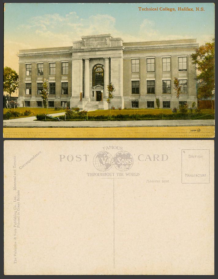 Canada Old Colour Postcard Technical College School, Halifax N.S. Nova Scotia
