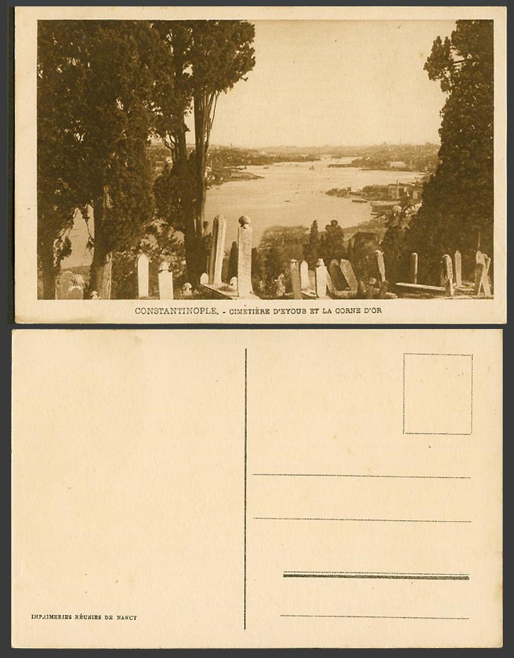 Turkey Old Postcard Constantinople Cimetiere Corne d'Or Eyoub Cemetery Tombstone
