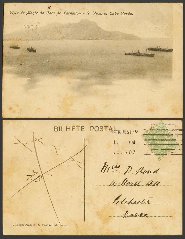 Cape Verde S. Vicente Cabo Verde do Monte da Cara de Vachinton 1907 Old Postcard