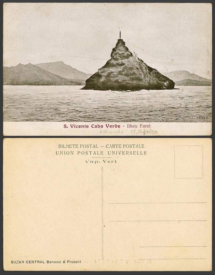 Cape Verde Saint S. Vicente Cabo Verde Ilheu Farol Madeira Portugal Old Postcard