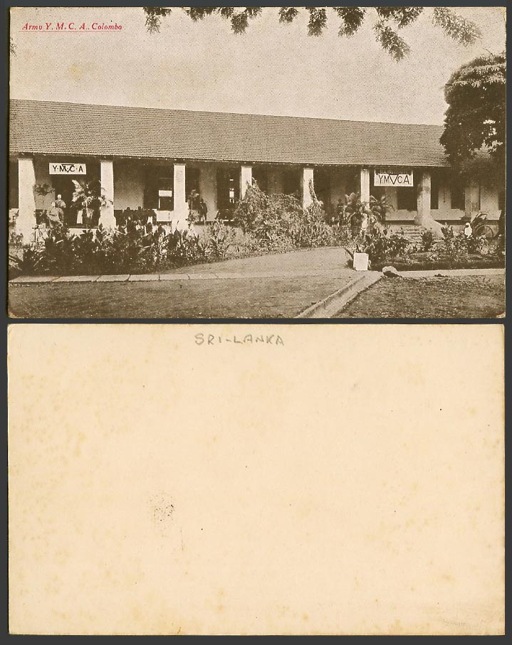 Ceylon Old Postcard Army Y.M.C.A. Colombo, Sri Lanka, Military Soldiers, Gardens