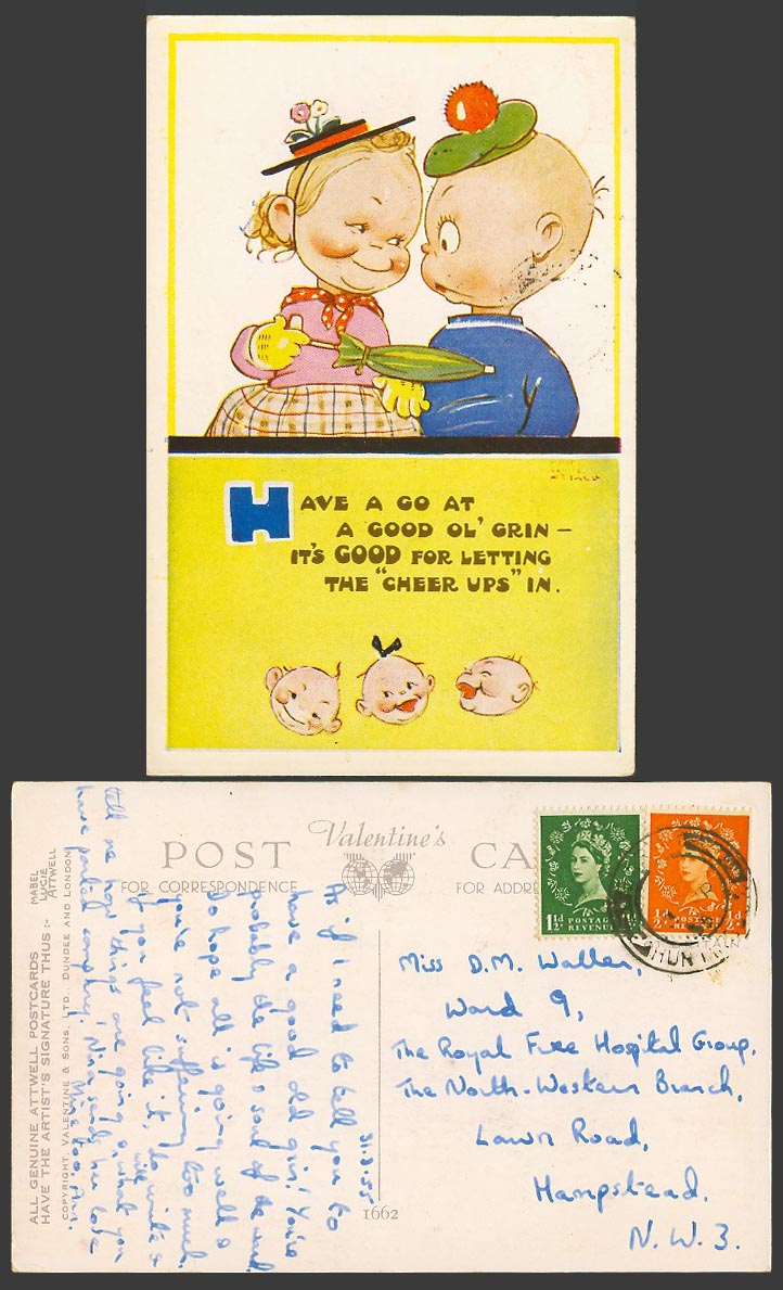 MABEL LUCIE ATTWELL Old Postcard Have a Go at a Grin, Good Let Cheer Ups In 1662