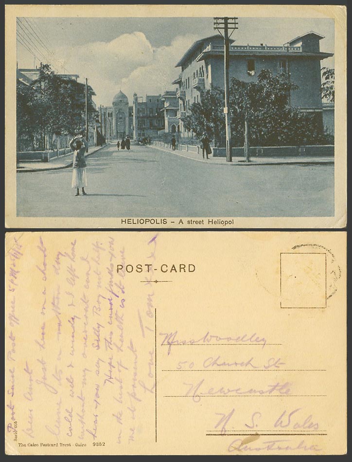 Egypt Old Postcard Heliopolis, A Street Heliopol - The Cairo Postcard Trust 9852